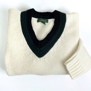Vintage J. Crew Wool Chunky Knit Cream V Neck Sweater